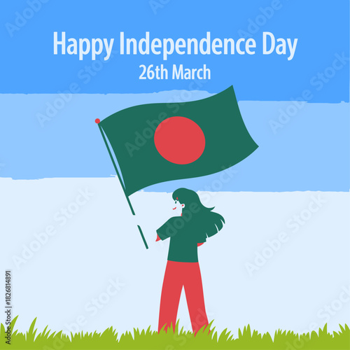 Happy Independence Day Bangladesh - 26th March with Flag Celebration.