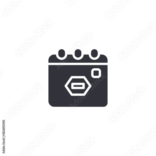 A calendar icon featuring an alert triangle, representing important warnings, urgent reminders, deadlines, or priority events requiring attention and careful planning.