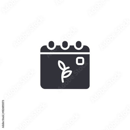A calendar icon showing a leaf symbol, representing eco-events, nature activities, sustainability reminders, gardening days, or environmentally focused planning.