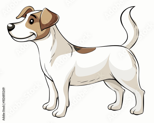 Cartoon illustration of a happy jack russell terrier dog standing