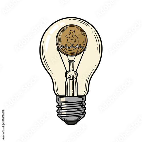 Lightbulb with coin filament representing smart budgeting ideas  