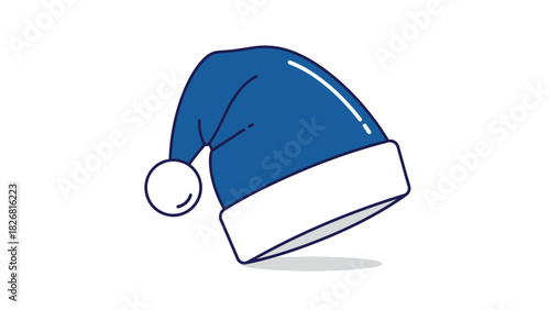 Blue Santa Hat with White Pom Pom and Trim.