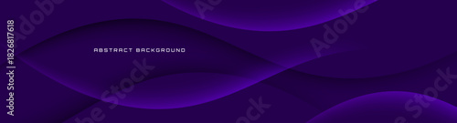 3D purple geometric abstract background overlap layer on dark space with waves effect decoration. Modern graphic design element cutout style concept for web banner, art, flyer, card or brochure cover