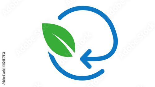 Green leaf with recycling arrows symbol.
