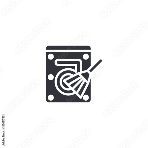 A hard drive with a gear symbol, illustrating configuration options, performance tuning, digital maintenance, and storage system optimization.