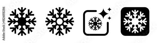 Snowflake icon illustration representing winter season and cold weather in a transparent vector style