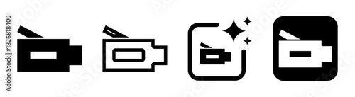 Video camera recorder icon illustration in black transparent vector style for film and movie production