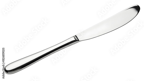 Shiny silver butter knife isolated on a White background