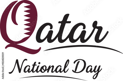Qatar national day elegant script font text graphic design element