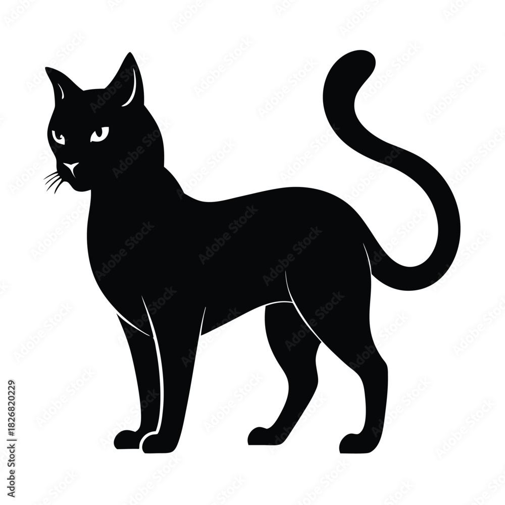 Obraz premium silhouette cat on white background