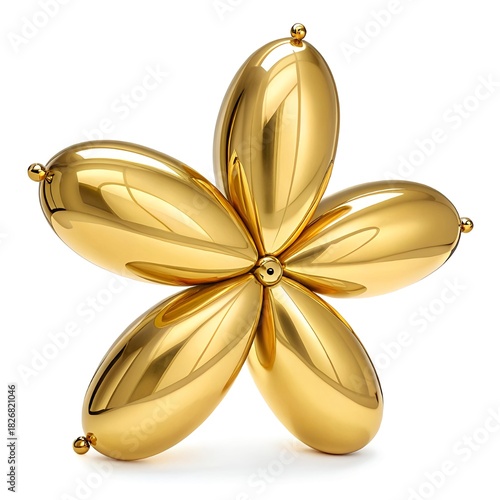 Metallic Gold Balloon Flower Sculpture with Four Petals