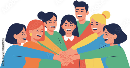 Vibrant Diverse Group of Young People Celebrating Unity and Friendship with Enthusiasm on a Dark Background