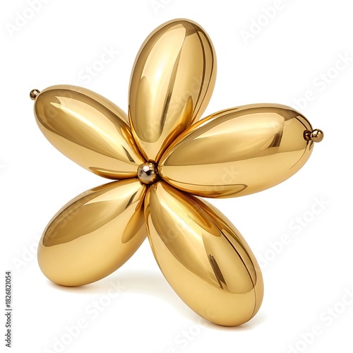Metallic Gold Balloon Flower Sculpture with Four Petals