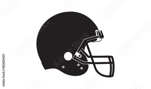 Black american football helmet isolated on white background