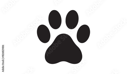 Simple black paw print silhouette on white background
