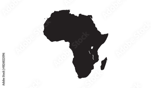 Black silhouette of the african continent on a white background