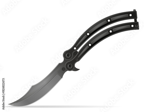 butterfly knife is a melee weapon vector illustration isolated on white background