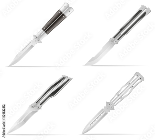 butterfly knife is a melee weapon vector illustration isolated on white background