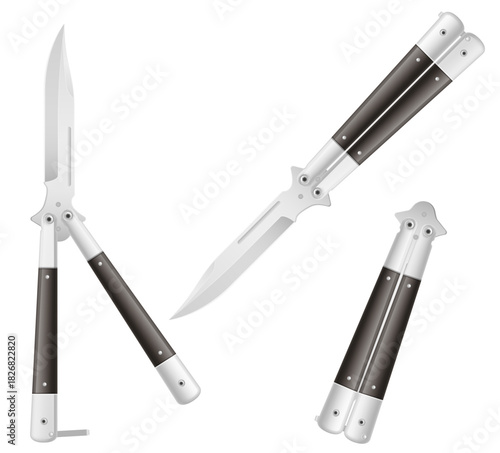 butterfly knife is a melee weapon vector illustration isolated on white background