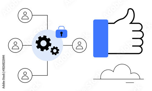Data security concept. Data security in social networking and information sharing. Data security ensures safe connections and protects user information. For technology, software, communication