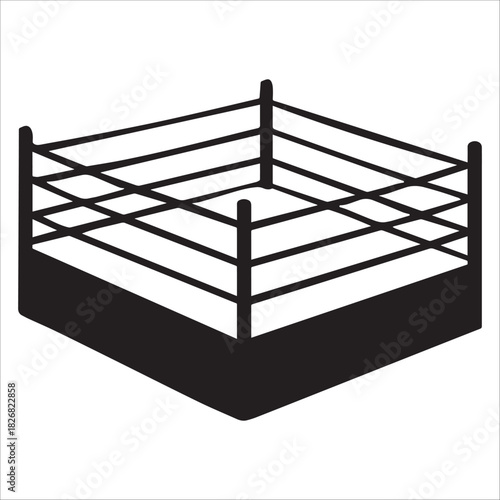Boxing Ring Silhouette Icon On White Background