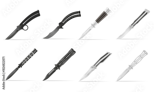butterfly knife is a melee weapon vector illustration isolated on white background
