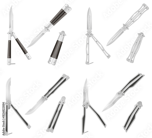 butterfly knife is a melee weapon vector illustration isolated on white background