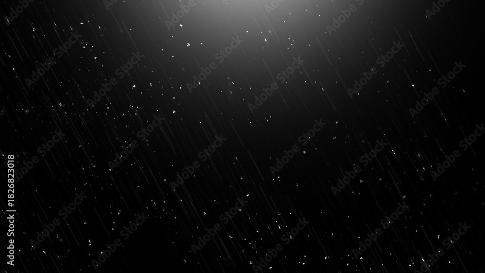 Obraz premium Winter freeze motion of white snow coming down, isolated on black background. Snowfall texture overlay.