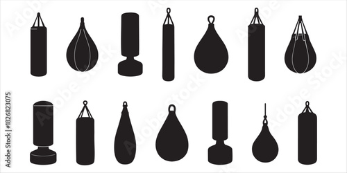 Punching Bag Silhouettes For Training Icons