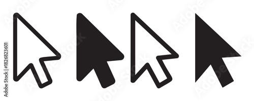Set of cursor icons simple flat vector design element isolated on white background for web and mobile apps