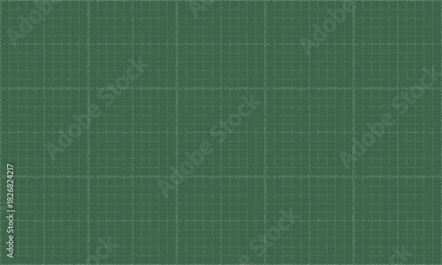 掠れたチョークで描かれた5マスずつ分けられた方眼が書かれた緑色のボード