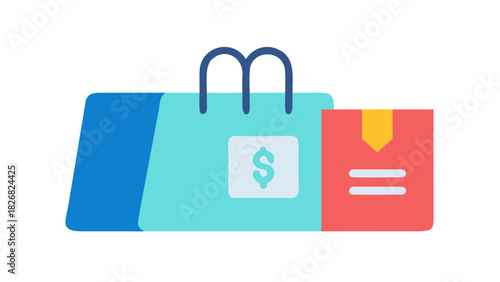 Flat icon of a shopping bag symbolizing retail business and sales