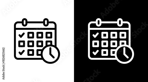 Calendar With Icon Set Design