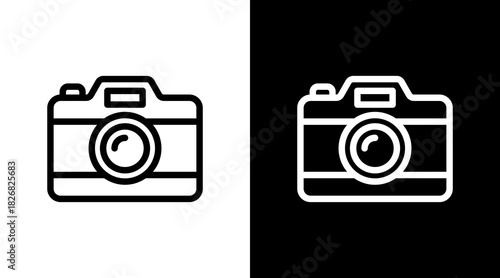 Camera With Icon Set Design