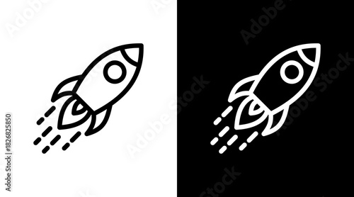 Rocket With Icon Set Design