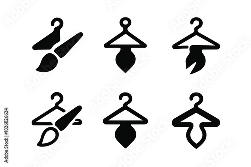 Artist-Designer Logo Collaboration. Clothing collaborations between artists and designers. Icon set. Set Logo of clothing collaborations between artists and