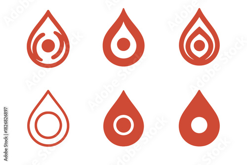 Blood Logo Variations. Blood. Icon set. Set Logo of blood: life and circulation emblem. harmonious logo variations of the same emblematic concept, each with