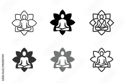 Mental Well-being Icons. mental well-being. Icon set. Set Logo of mental well-being: inner peace mandala. harmonious logo variations of the same emblematic