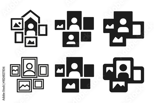 Keepsake Decor Icons. decorating your home with meaningful keepsakes. Icon set. Set Logo of decorating your home with meaningful keepsakes: photo frame