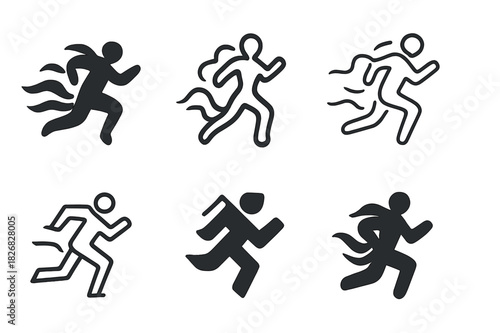 Running Through Smoke Icons. running through smoke. Icon set. Set Logo of running through smoke: abstract energy lines. harmonious logo variations of the same