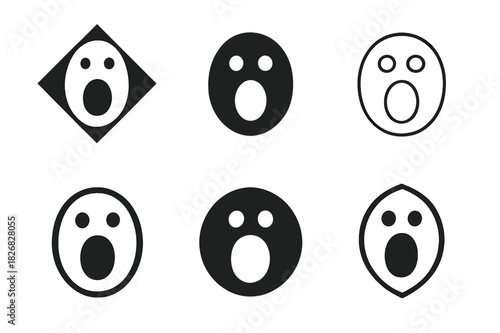 Emotional Icon Set. emotional expression. Icon set. Set Logo of emotional expression: open mouth exclamation icon. harmonious logo variations of the same
