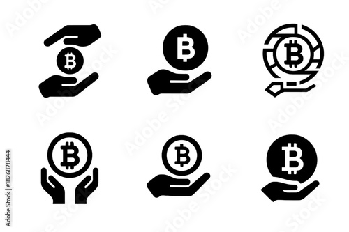 Digital Payment Icons. Cashless payment setup. Icon set. Set Logo of cashless payment: digital coin transfer. harmonious logo variations of the same emblematic