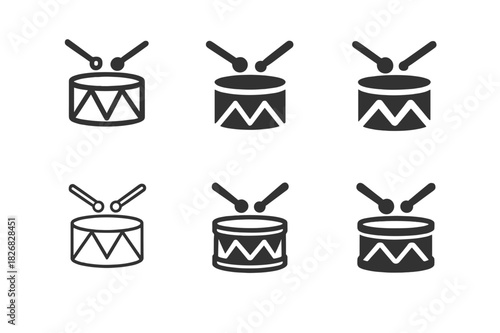 Toddler Playtime Logos. toddler playtime. Icon set. Set Logo of toddler playtime: toy drum and mallets. harmonious logo variations of the same emblematic