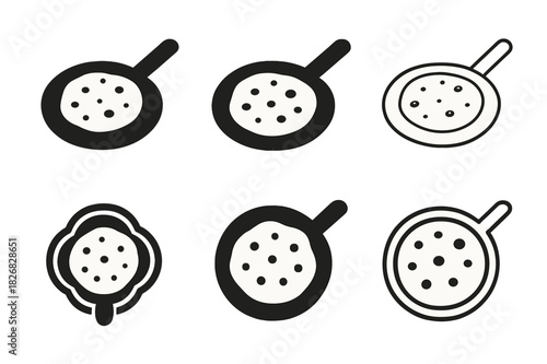 Pita Bread Icons. Making homemade pita bread or flatbreads. Icon set. Set Logo of making homemade pita bread or flatbreads: flatbread on griddle. harmonious