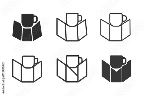 Work Anywhere Logos. work from anywhere. Icon set. Set Logo of work from anywhere: map with coffee mug. harmonious logo variations of the same emblematic