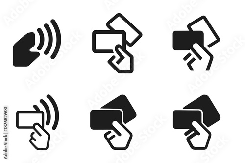 Cashless Payment Icons. Cashless payment setup. Icon set. Set Logo of cashless payment: contactless payment symbol. harmonious logo variations of the same