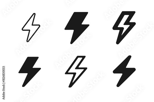 Flash Sale Icons. flash sale poster. Icon set. Set Logo of flash sale poster: lightning bolt. harmonious logo variations of the same emblematic concept, each