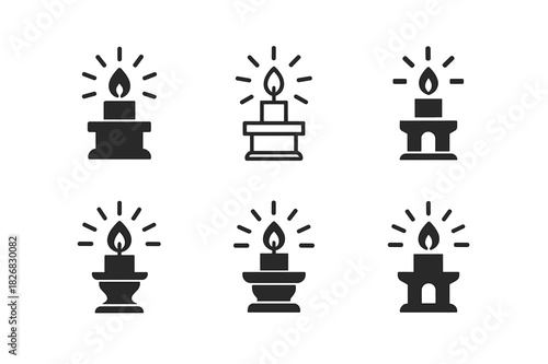 Catholic Prayers Icons. Catholic prayers. Icon set. Set Logo of Catholic prayers: lighted altar. harmonious logo variations of the same emblematic concept,