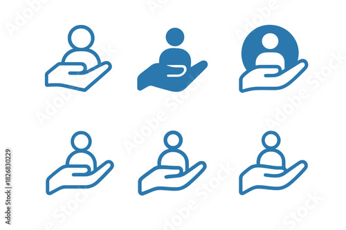 Personalized Service Icons. personalized service. Icon set. Set Logo of personalized service: individual attention. harmonious logo variations of the same