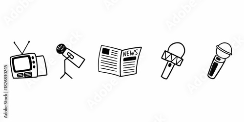 A collection of hand-drawn doodle-style medical and healthcare icons, including a stethoscope, ambulance, and heart symbol, isolated on a white background